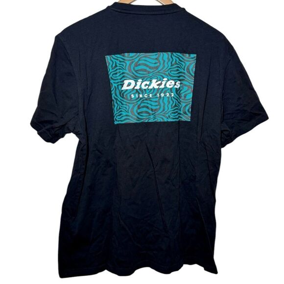 Dickies Clackamas Box Zebra Logo Short Sleeve Tshirt Black Teal Men’s XL - Picture 1 of 6